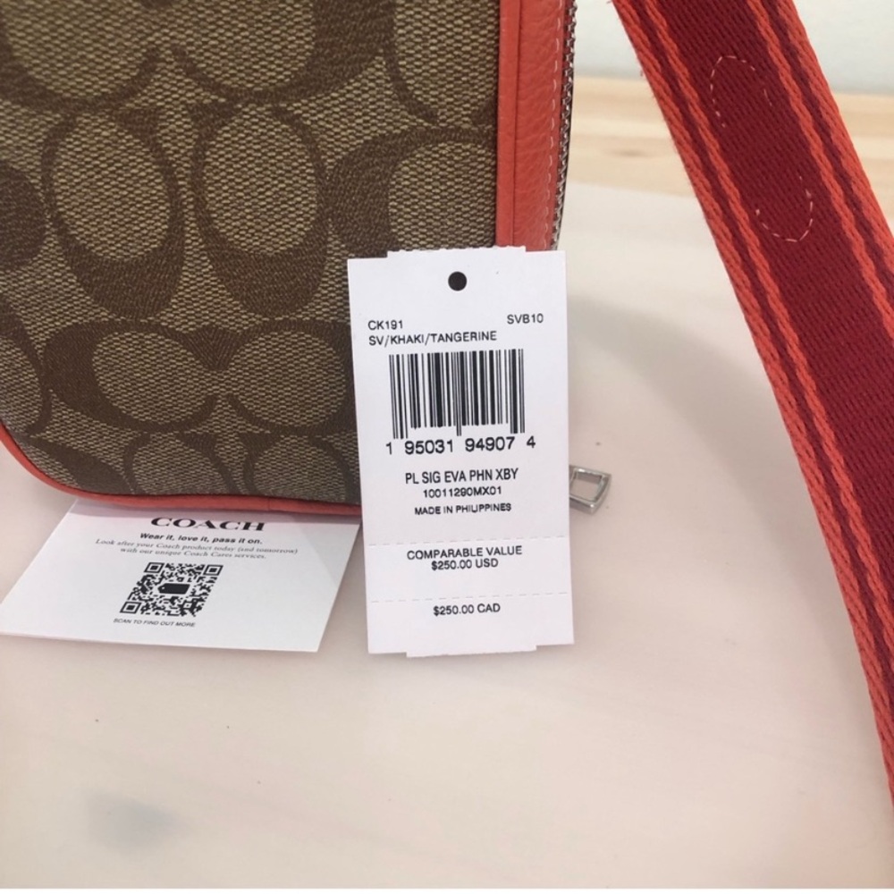 Coach Tangerine and Brown Crossbody Bag